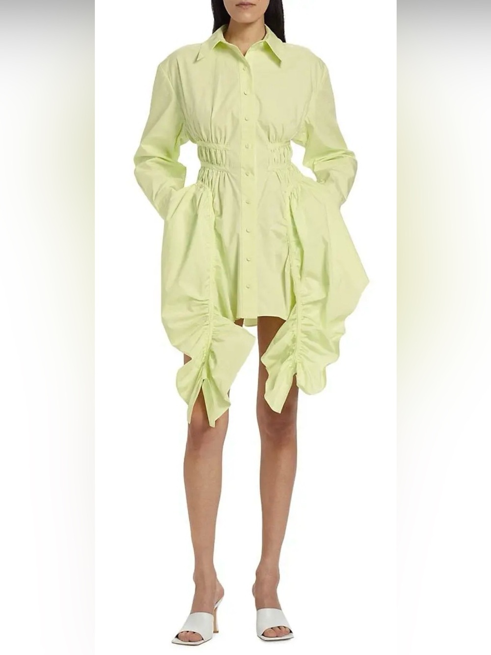 AKNVAS Helene Cotton Draped Shirtdress size 0 NWT MSRP $550
